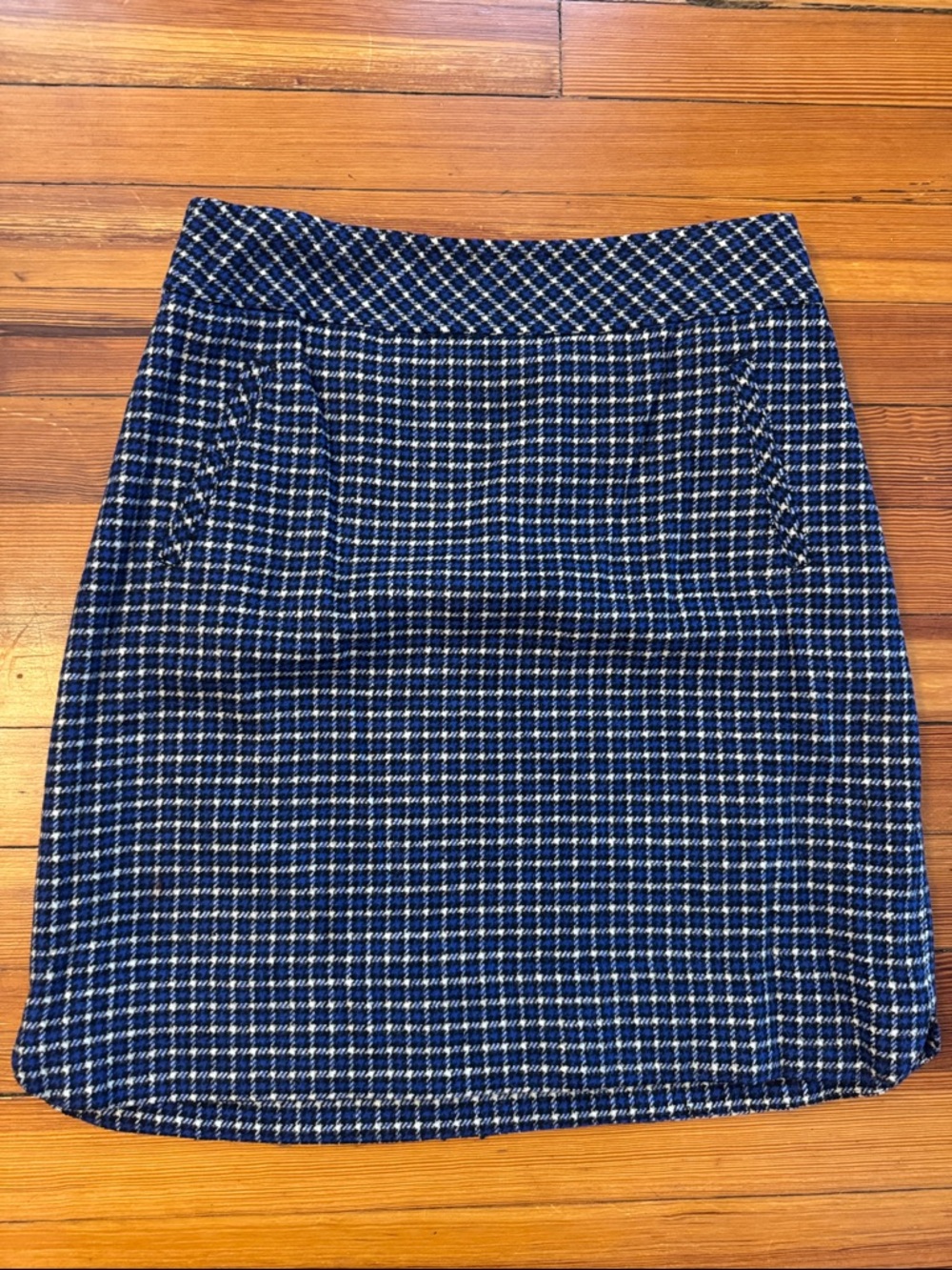 Talbots Navy Checkered Pencil Skirt